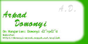 arpad domonyi business card